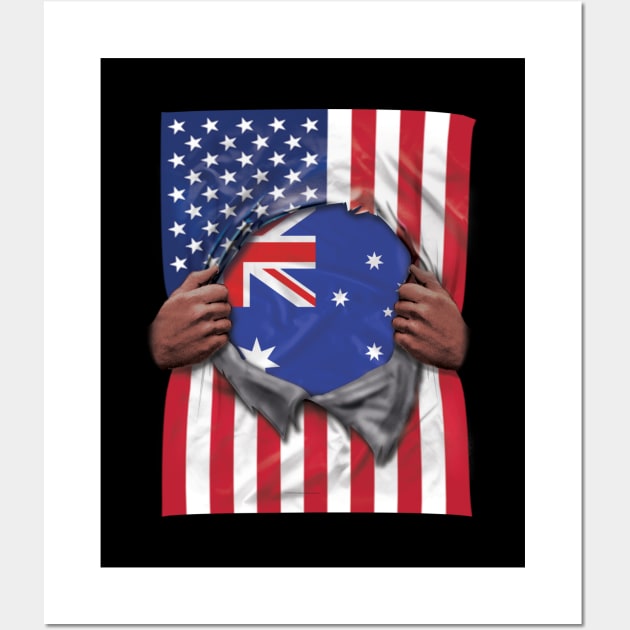 Australia Flag American Flag Ripped - Gift for Australian From Australia Wall Art by Country Flags